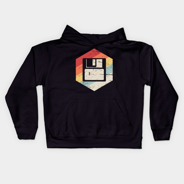 Retro Floppy Disk Icon Kids Hoodie by MeatMan